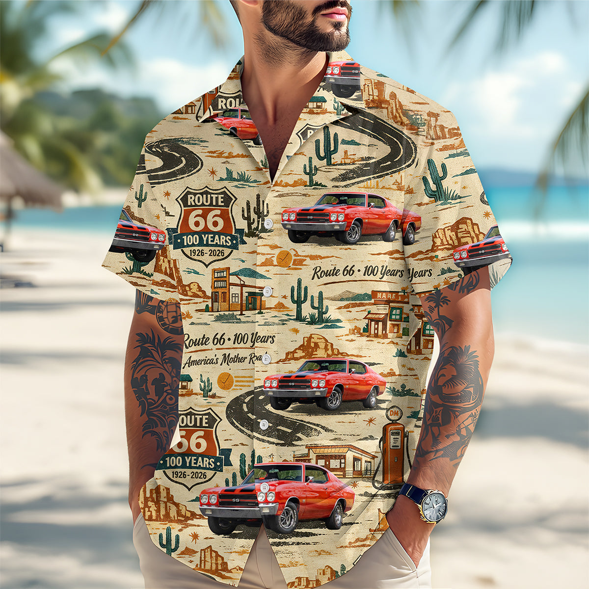Custom Car Photo Route 66 100 Years America's Mother Road Hawaii Shirt TH10 898681
