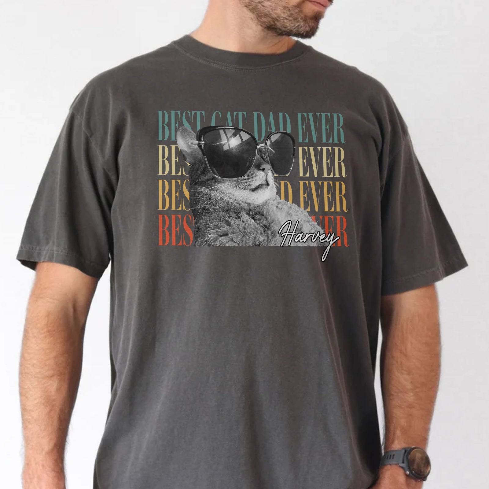Personalized Vintage Photo Best Cat Dad Ever Retro Comfort Shirt HO82 902496