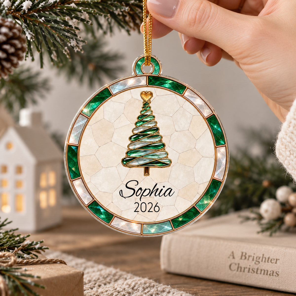 Personalized Name Christmas Tree Stained Glass Design Acrylic Ornament, Home Decor LM32 669979