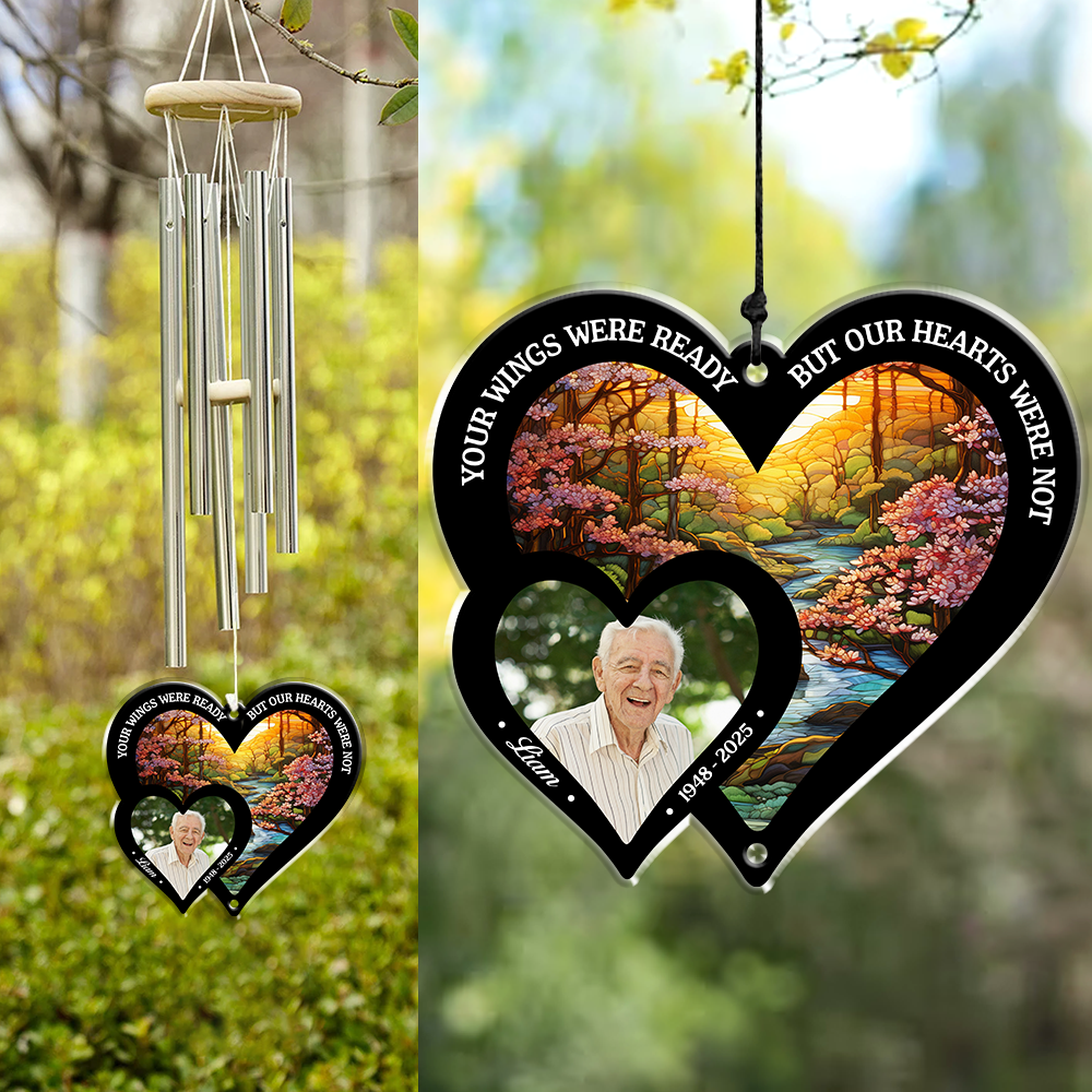 Custom Photo Hear The Wind And Think Of Me Personalized Wind Chime, Memorial Gift CH07 896050