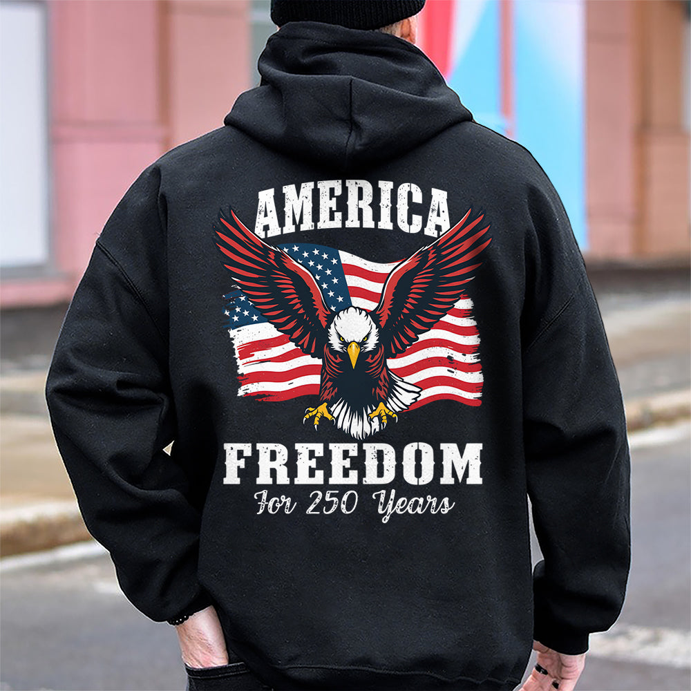 America 250 Years of Freedom Patriotic Eagle Flag Back Side Dark Shirt HA75 897334