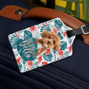 Custom Photo Dog Cat Tropical Pattern Luggage Tag HA75 892720
