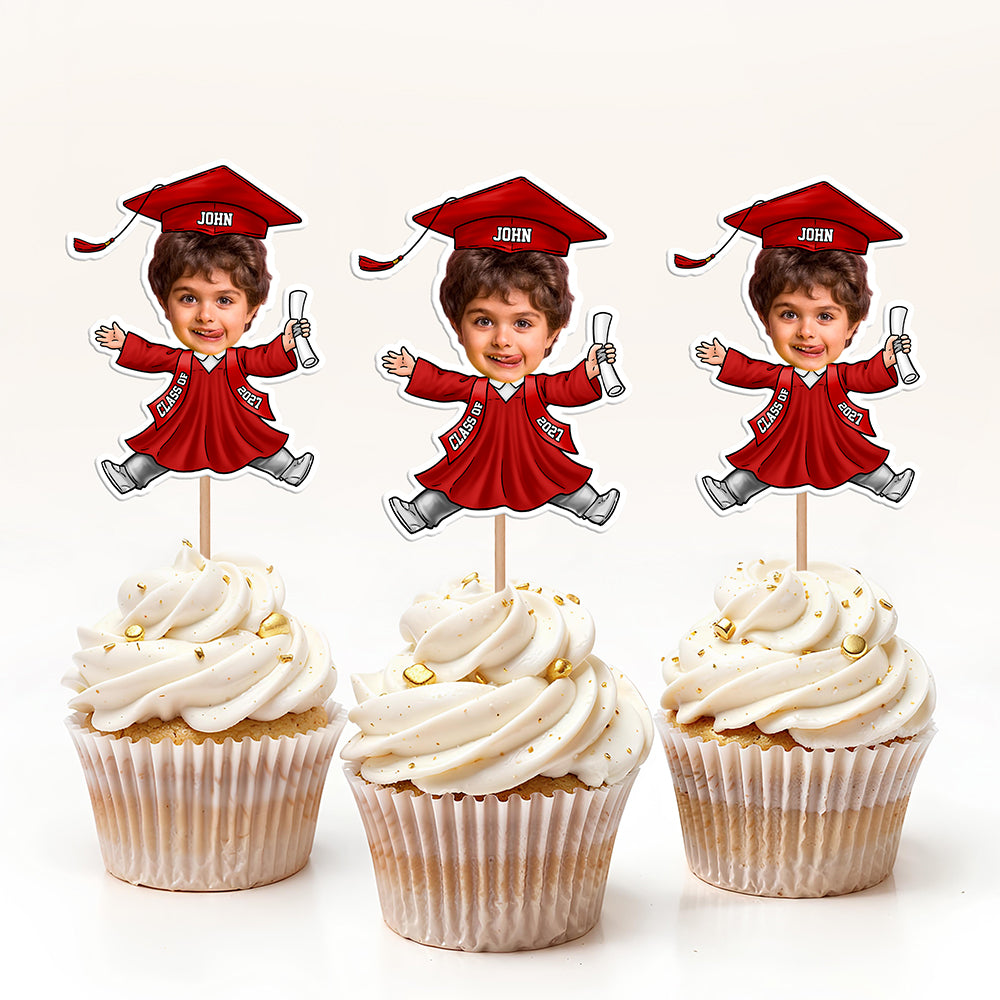 Custom Kids Face Class of 2025 Graduation Decoration Funny Cupcake Toppers LM32 893289