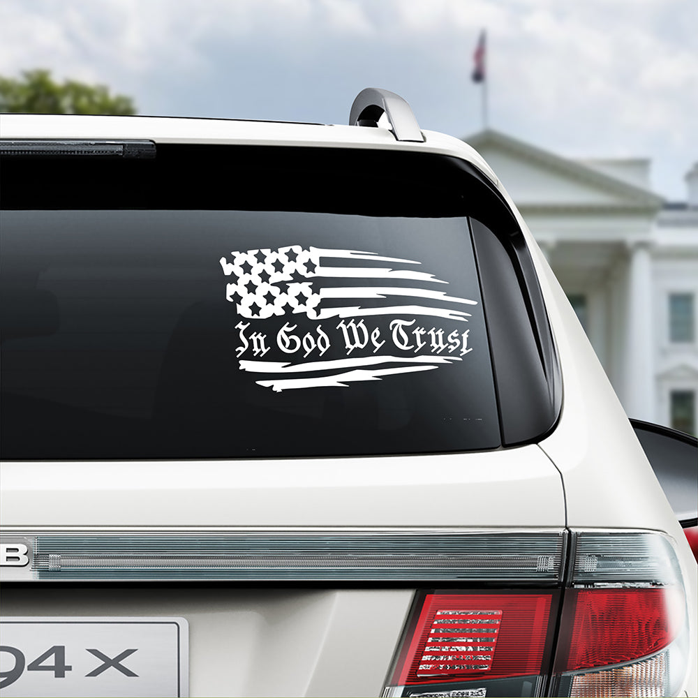 In God We Trust Decal Sticker - American Flag Car Window Decal Sticker HA75 898374