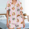Custom Funny Face Striped Short Pajamas, Personalized Matching Family Sleepwear LM32 669823