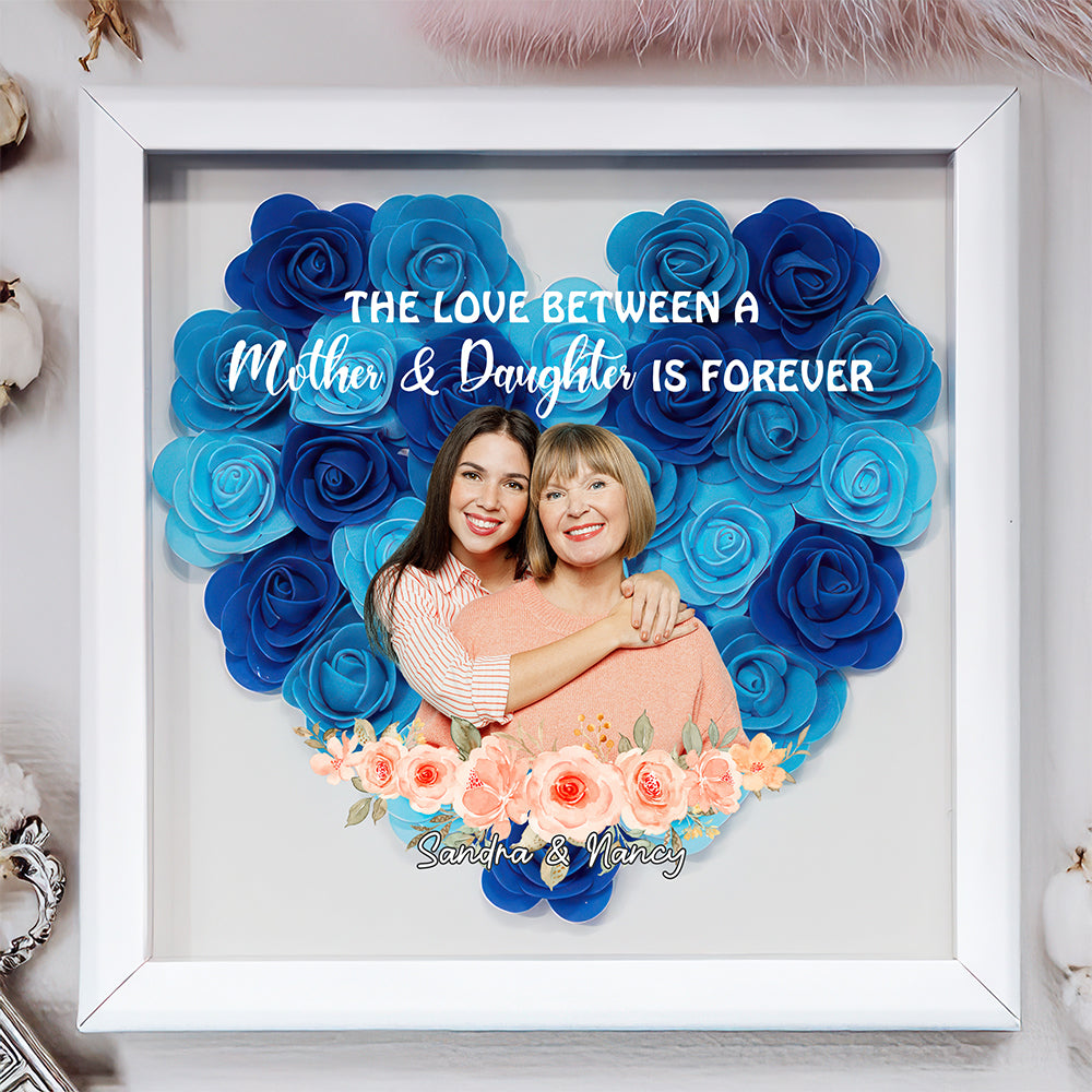 Custom Photo Mother And Daughter Forever Linked Together Personalized Flower Shadow Box  Mother's Day Gift CH07 895470