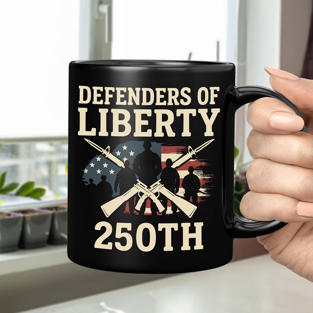 Defenders Of Liberty 250th Anniversary USA Black Mug HA75 897296