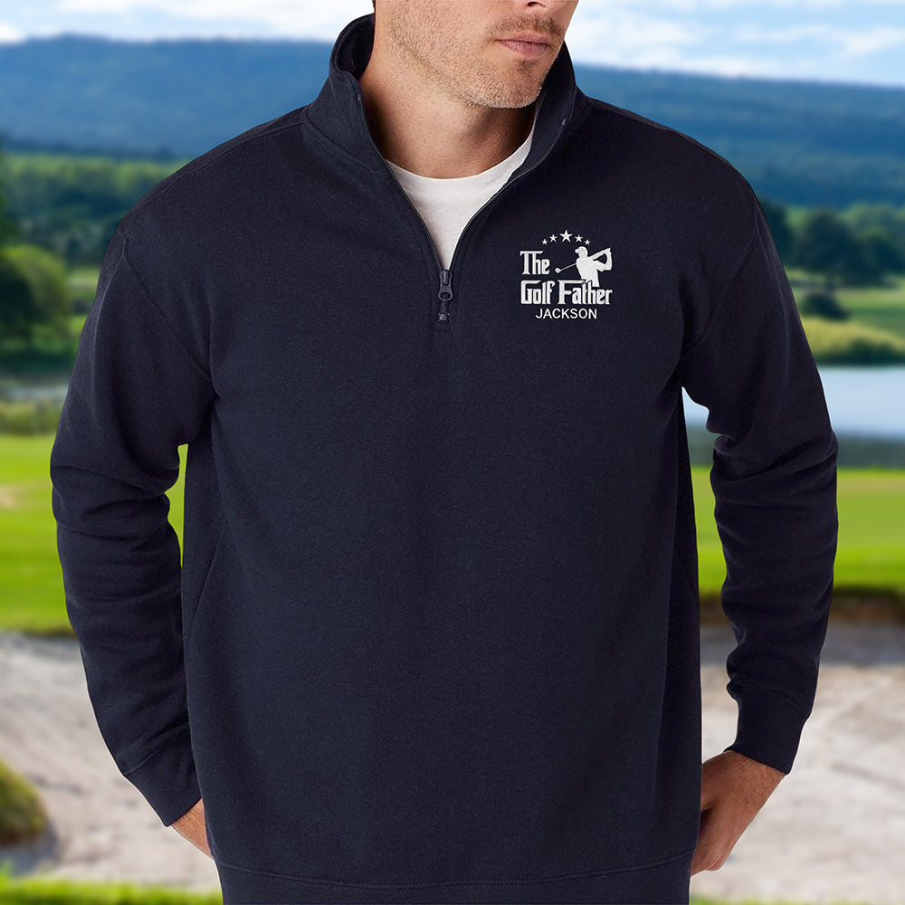 Custom Name The Golf Father Golf Embroidered Quarter Zip Sweatshirt, Unique Golf Enthusiast Gift, Golfers and Coaches Gift HO82 900766