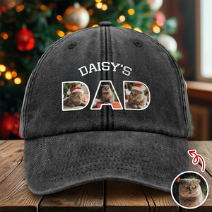 Upload Photo Dog, Cat & Dad - Dog, Cat's Dad Washed Denim Baseball Cap HA75 892948