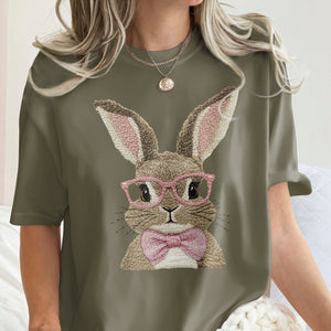 Easter Bunny With Pink Glass Retro T-Shirt LM32 893125