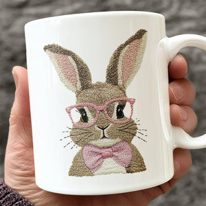 Easter Bunny With Pink Glass Retro White Mug LM32 893137