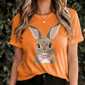 Easter Bunny With Pink Glass Retro T-Shirt LM32 893125