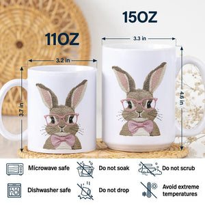 Easter Bunny With Pink Glass Retro White Mug LM32 893137