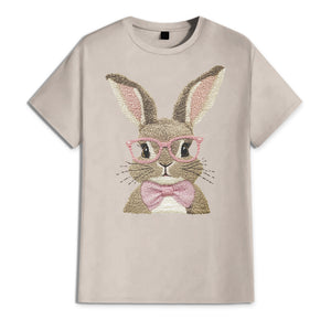 Easter Bunny With Pink Glass Retro T-Shirt LM32 893125