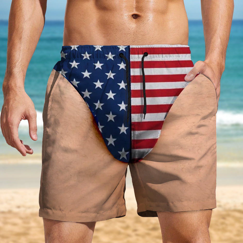 Custom Funny Patriotic America Flag Freedom and Chill Beach Shorts LM32 669425