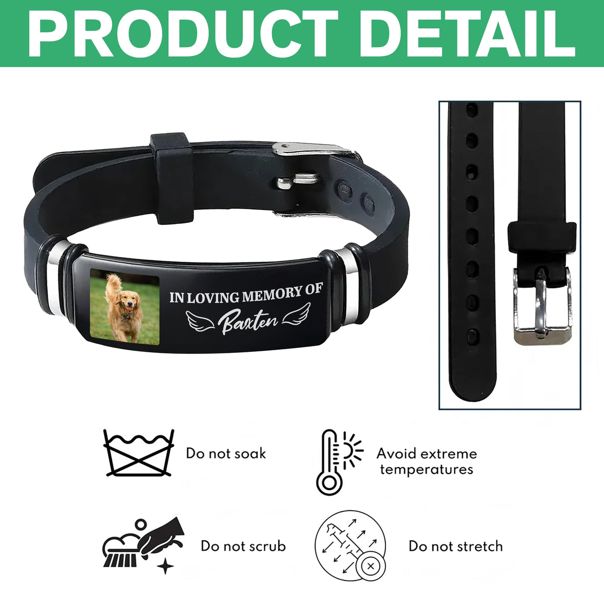Custom Photo In Loving Memory Of Dog & Cat Wristband Bracelet, Memorial Gift For Pet Lovers HA75 921652
