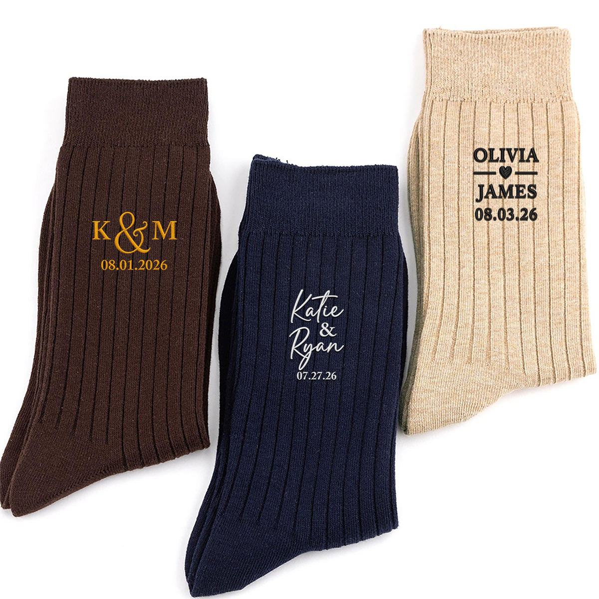 Personalized Wedding Initials and Date Embroidered Socks Wedding Gifts HA75 922066