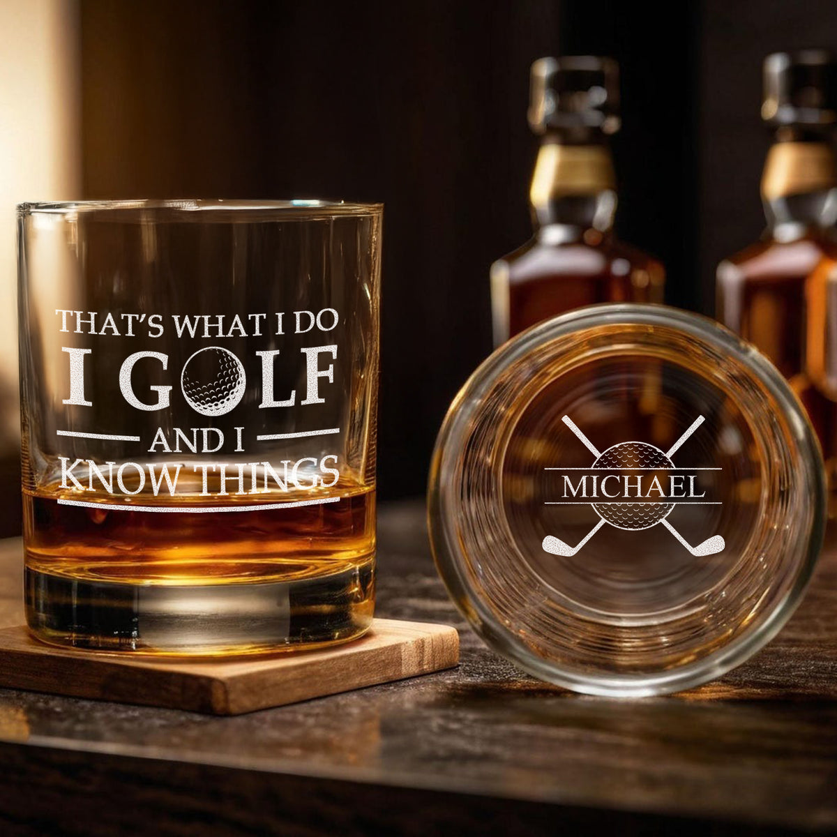 Personalized That's What I Do, I Golf And I Know Things Engraved Whiskey Glass Gift For Husband, Boyfriend, Golf Lovers HO82 900852