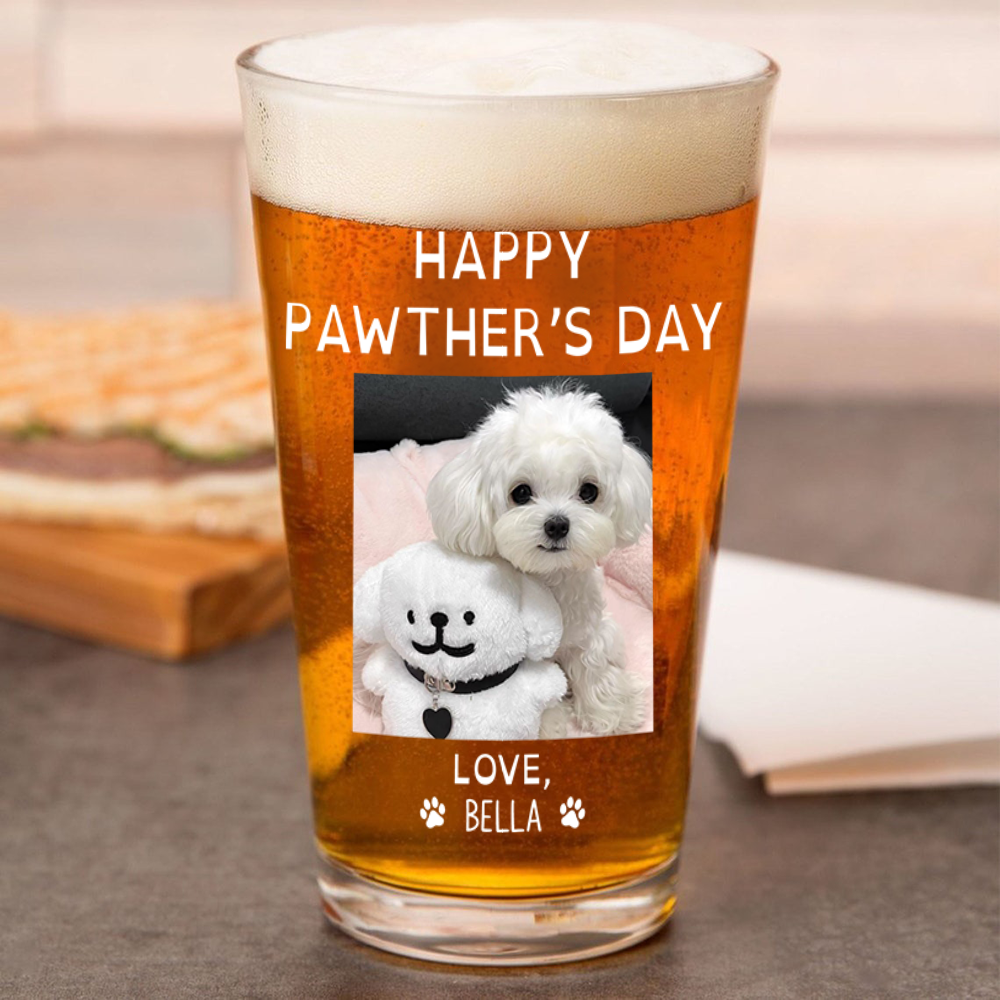 Custom Photo Happy Pawther's Day Beer Glass Gift For Dad TH10 169775
