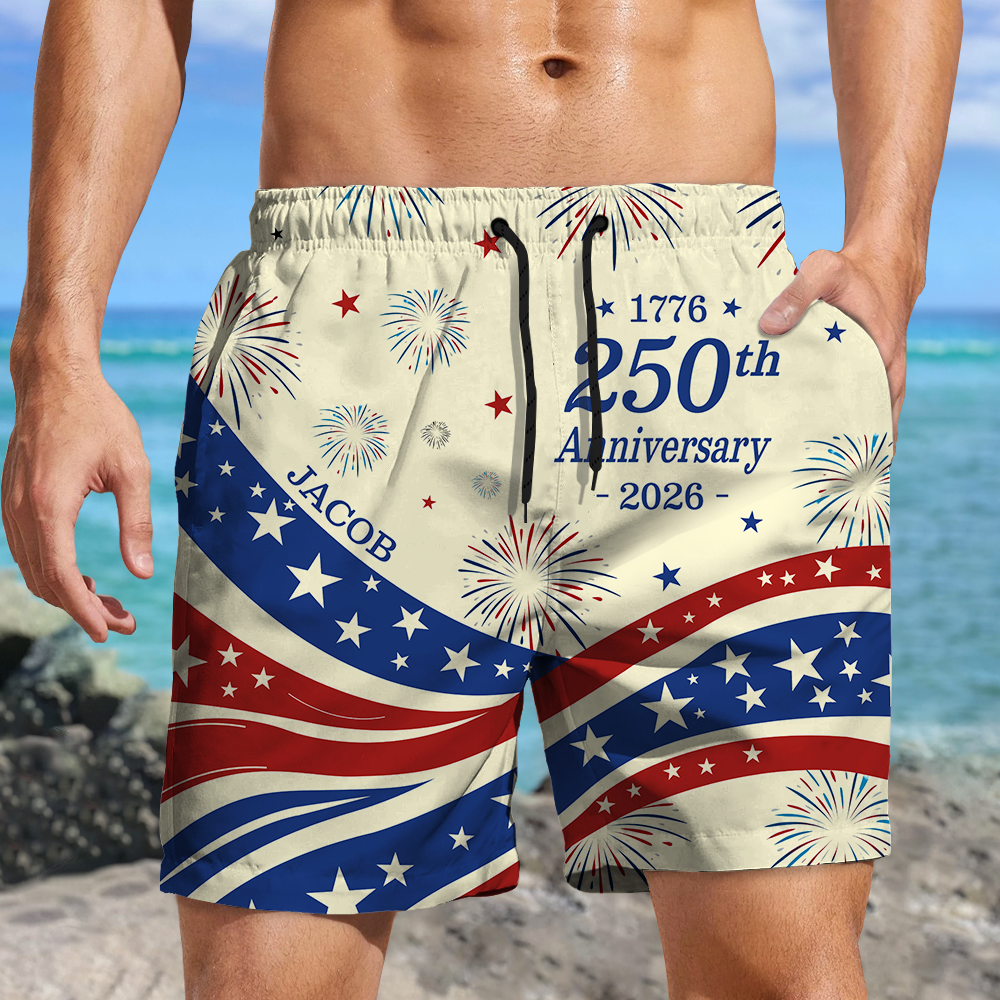 Custom Name US 250 Years Anniversary 1776-2026 Beach Shorts HO82 901872