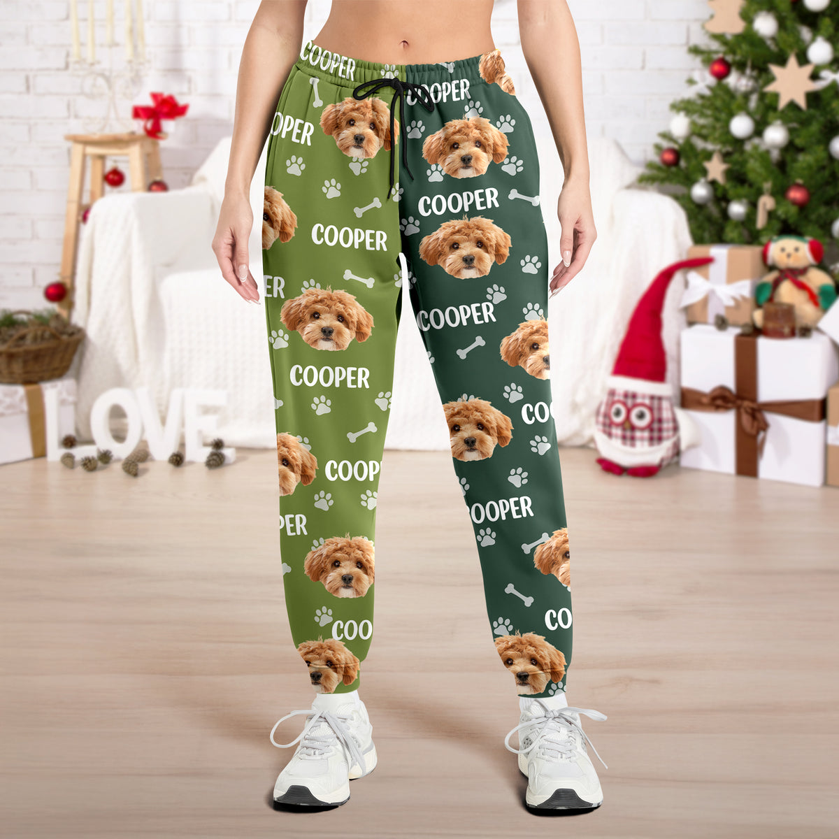 Custom Dog Face Photo Color Split Sweatpants Gift For Christmas HO82 900386