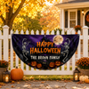 Custom Family Name Skeleton Pumpkin Happy Halloween Party Decor Non-Pleated Fan Flag LM32 669633