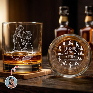 Custom Couple Photo I F*Cking Love You Either Way Works - Personalized Engraved Whiskey Glass Naughty Valentine Gift CH07 899726