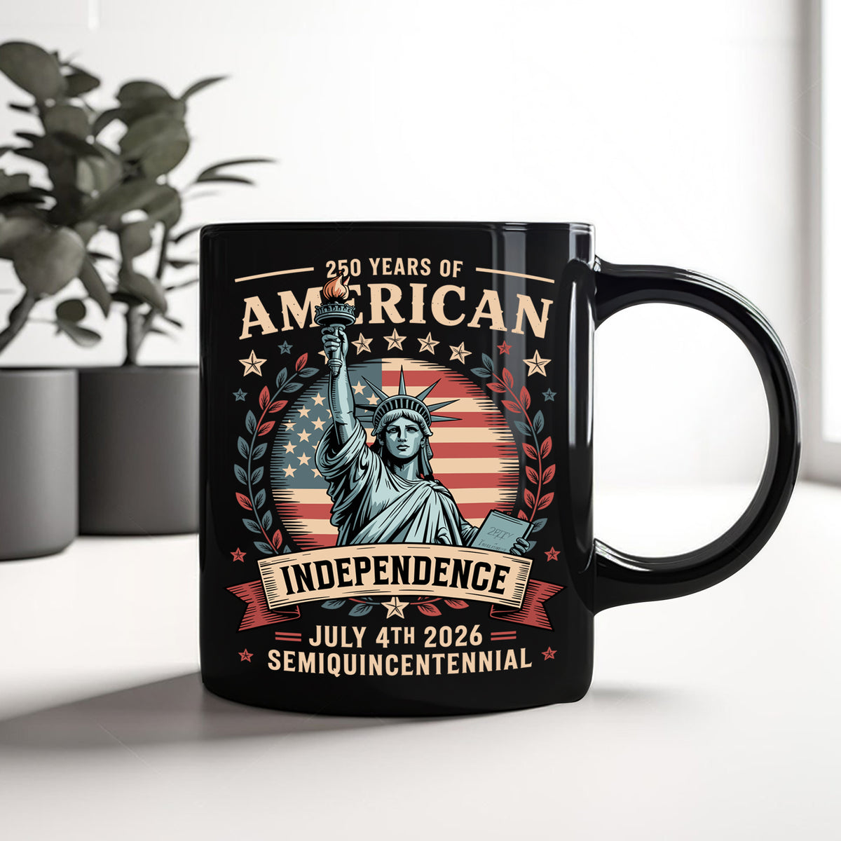 250 Year Of American Independence Black Mug LM32 895295