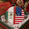 Custom Name Mexican American Flag Ceramic Ornament, Patriotic Gift for Mestizo CH07 180392