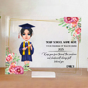 Customized Chibi Graduation Acrylic Plaque and Stand, Graduation Gift HN590