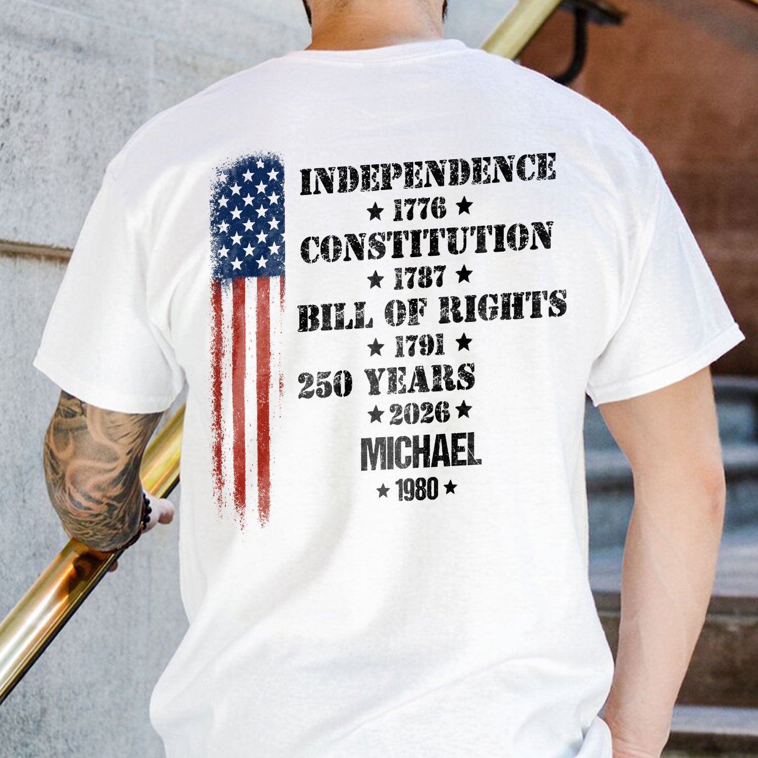 Personalized 250 Years Of America Back Shirt – Independence 1776 Constitution 1787 Bill Of Rights Patriotic USA TH10 898929