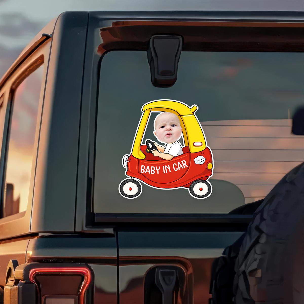 Custom Photo Baby In Car -  Personalized Car Window Decal Sticker Gift For Family CH07 910320