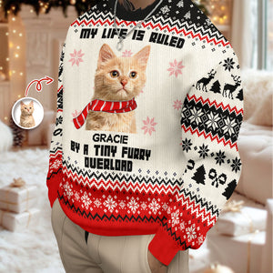 Custom Cute Cat Photo Ruled By Tiny Furry Overlord Ugly Sweater LM32 895585