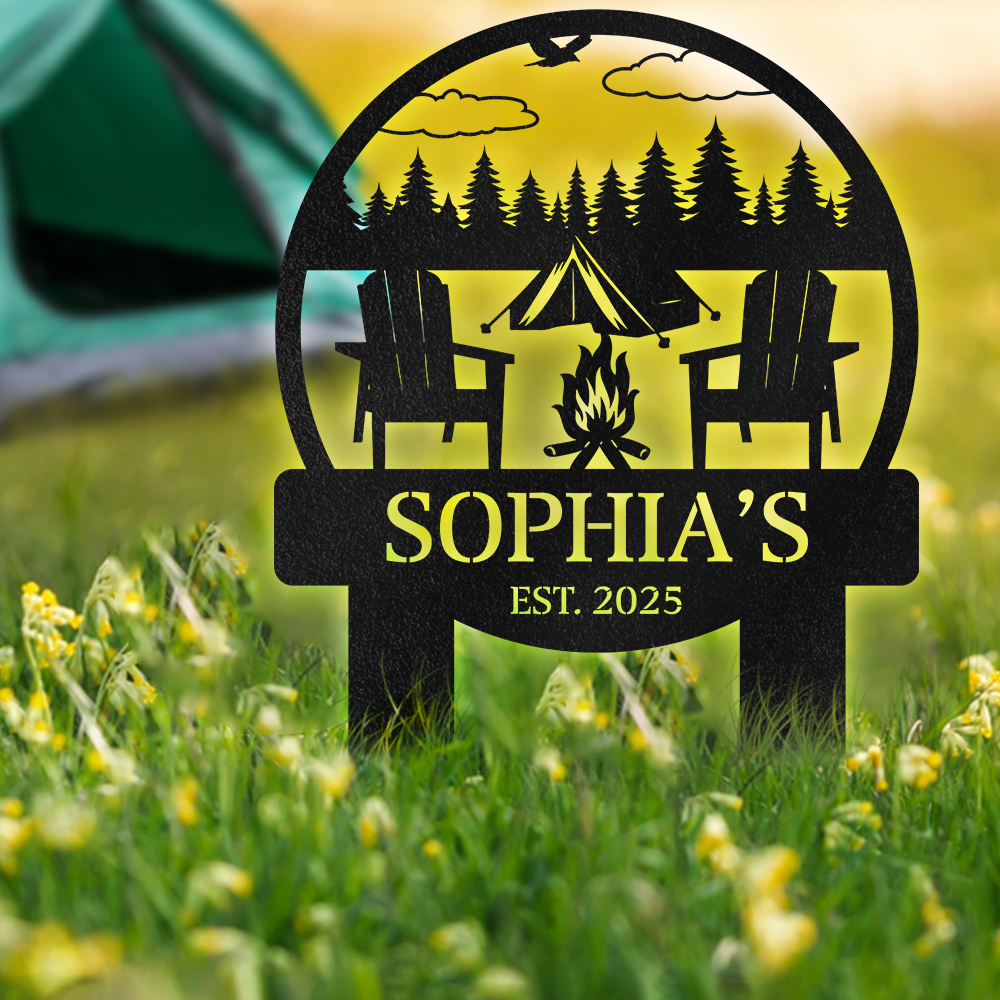 Custom Name On Camping Garden Stake TH10 894225