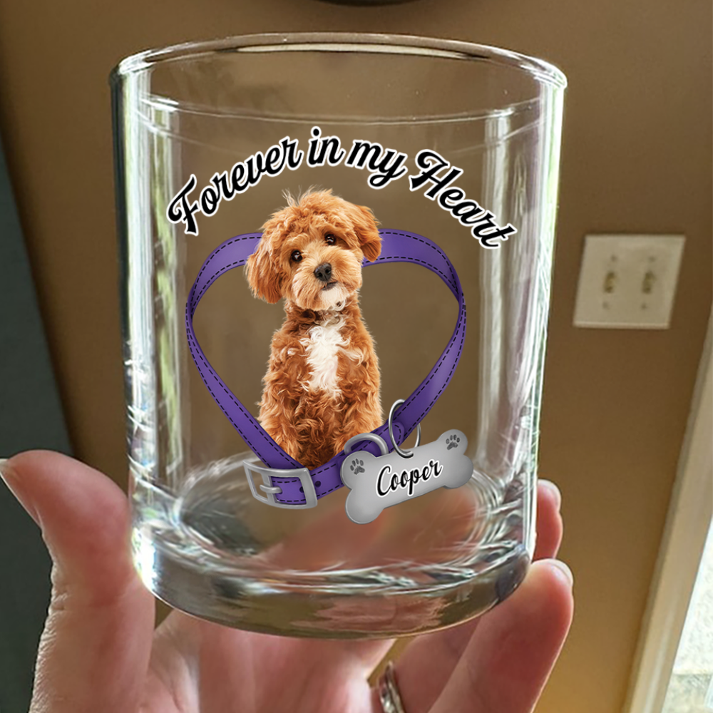 Custom Photo Forever In My Heart Memorial Whiskey Glass For Dog Lovers CH07 911254