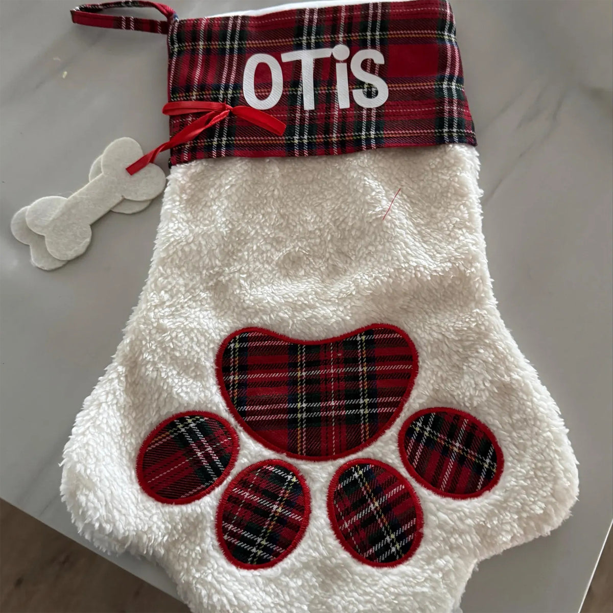 Custom Name Plaid Christmas Paw Stocking HO82 900526