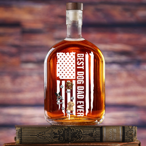 Personalized Gift To Best Dog Dad Ever Paw American Flag Whiskey Bottle LM32 893595