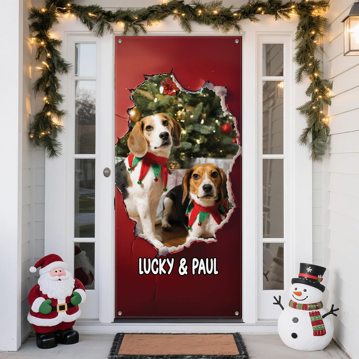 Custom Dog Photo Christmas Door Cover Gift For Dog Lovers TH10 896567