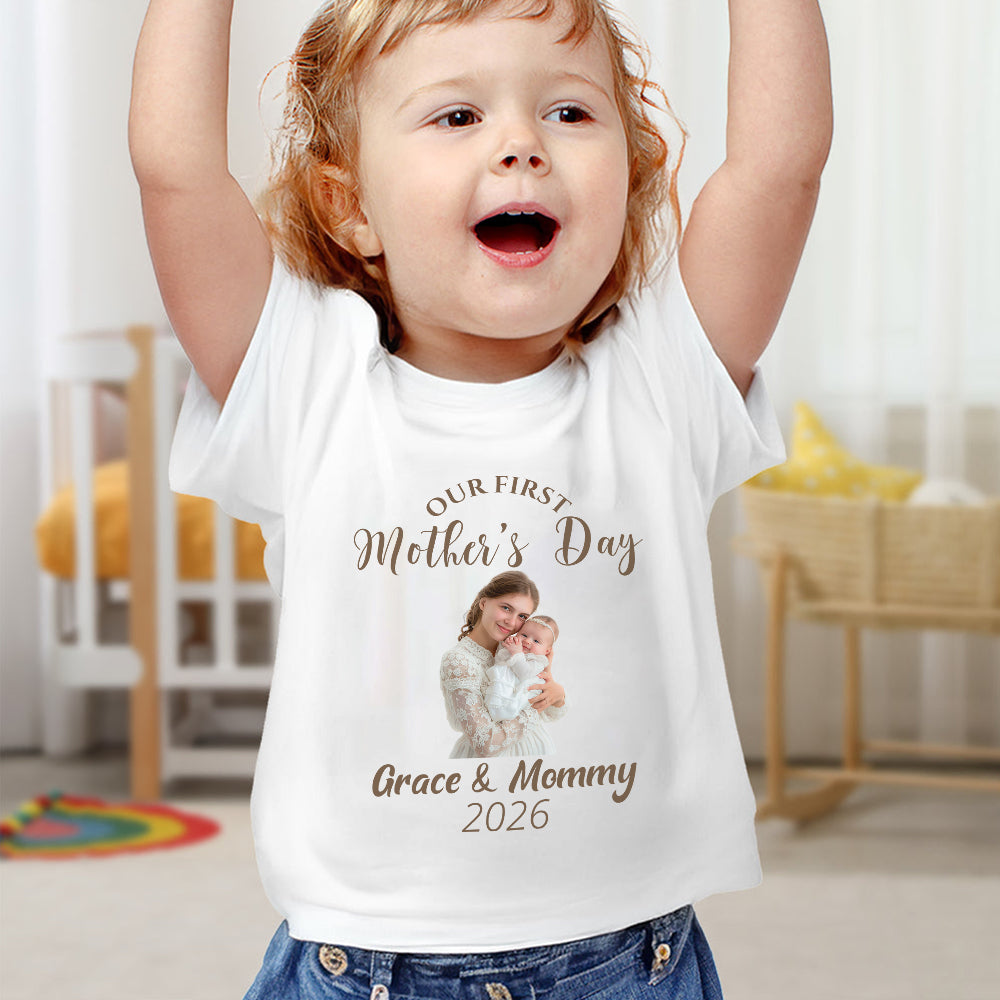 Custom Photo Our First Mother’s Day Together Baby Onesie LM32 899637