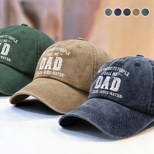 My Favorite People Call Me Daddy - Personalized Washed Denim Baseball Cap HO82 894420