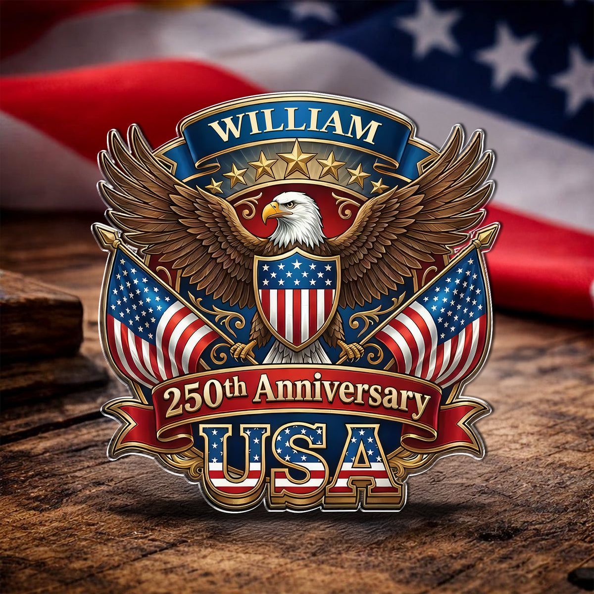 Eagle USA Semiquincentennial  1776-2026 250th Anniversary Patriotic Acrylic Pin HO82 901806