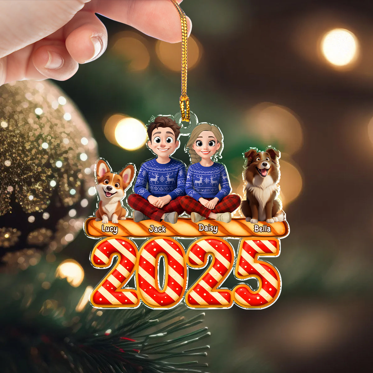 Personalized Candy Family Together Christmas Acrylic Ornament HA75 897978