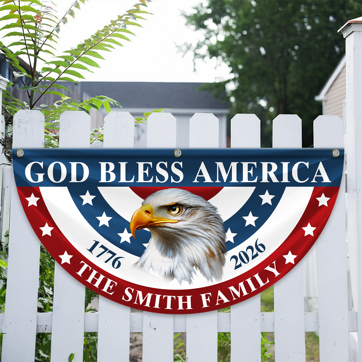Custom Name Patriotic Eagle God Bless America Non-Pleated Fan Flag CH07 910566