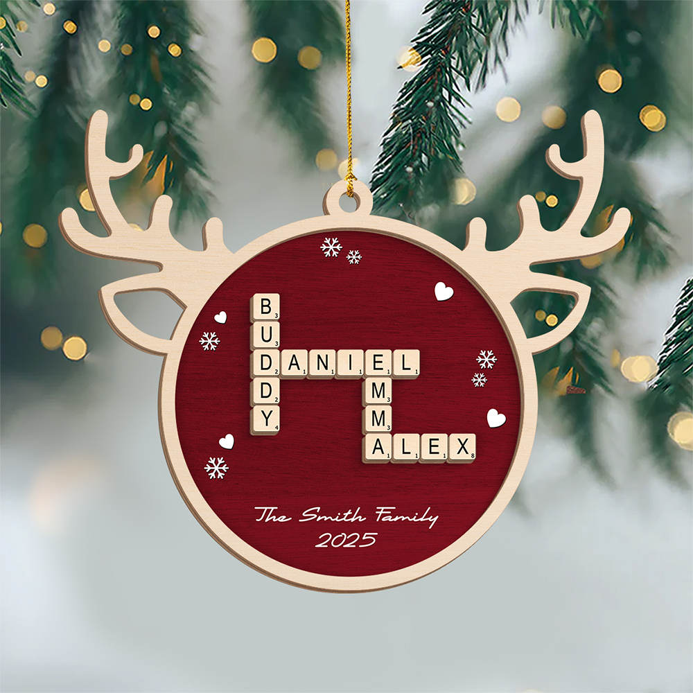 Personalized Family Name Scrabble Christmas 2 Layer Wooden Ornament LM32 895441