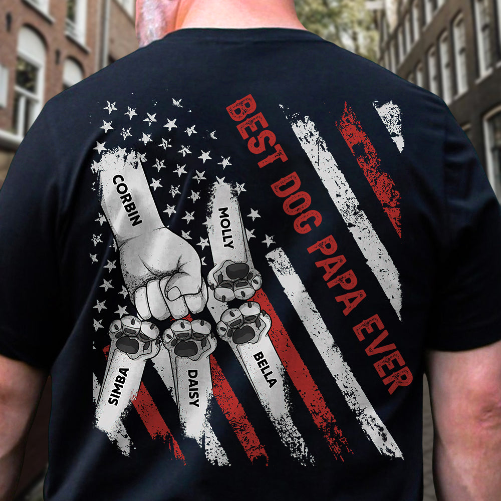 Fist Bumps Dad & Pet US Flag Back Shirt Personalized Father's Day Gift CH07 895904
