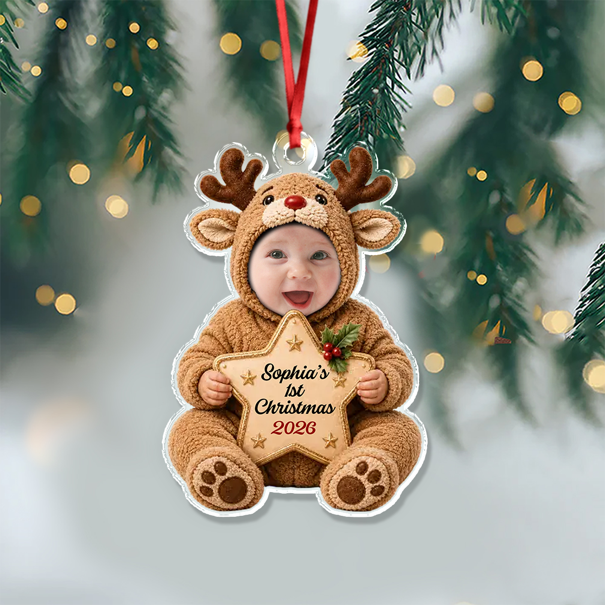 Custom Photo Baby's First Christmas Acrylic Ornament HA75 921902