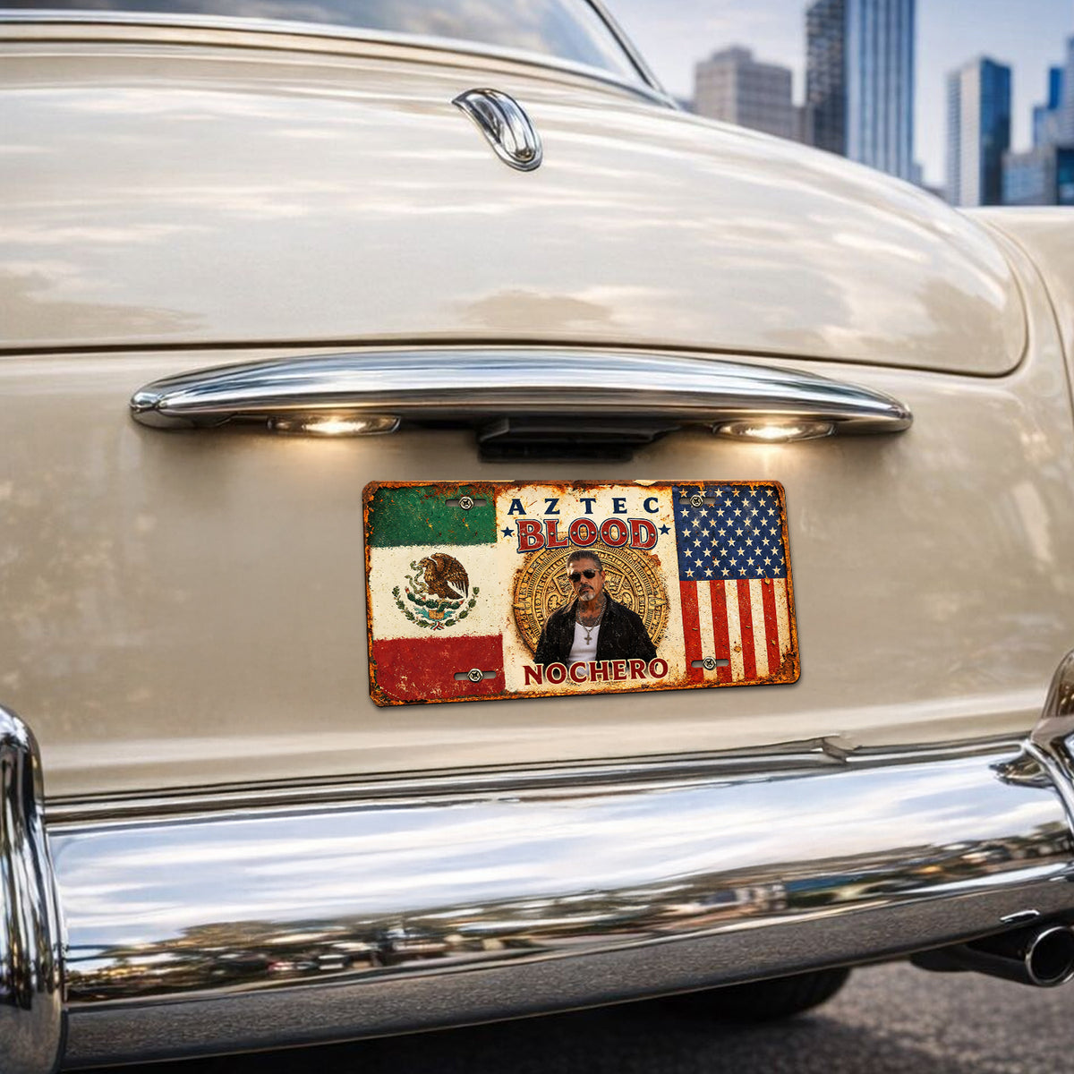 Personalized Aztec Blood Mexican American Pride Vintage License Plate HO82 902112