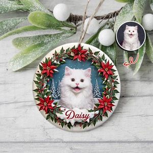 Custom Photo Cat Personalized Ceramic Ornament For Christmas HA75 897068