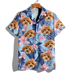 Custom Photo Funny Face Dog Cat Family Vacation Tropical Pattern Hawaii Shirt HA75 892308