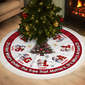 Custom Snowman Hearts Shine Together This Christmas Family Tree Skirt HO82 900062